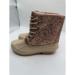 Sugar Rose Gold Glitter Duck Boots Waterproof Ankle Boots Size‎ 6M